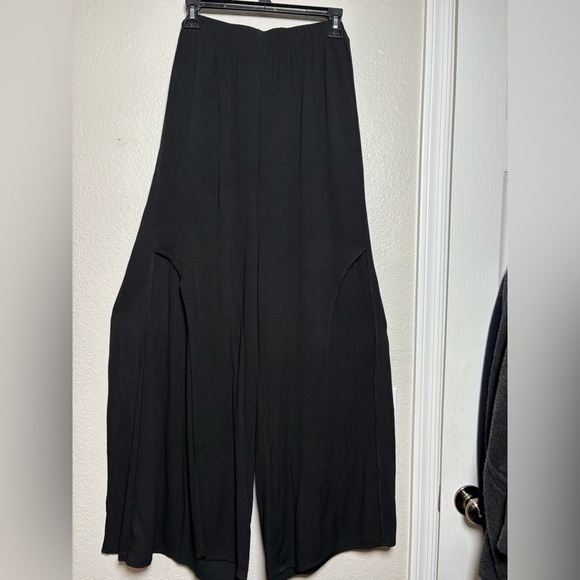 Kona Sol Black Pull On Wide Leg Beach, Swim Pants Slit Legs Wrap Front. - Picture 12 of 12